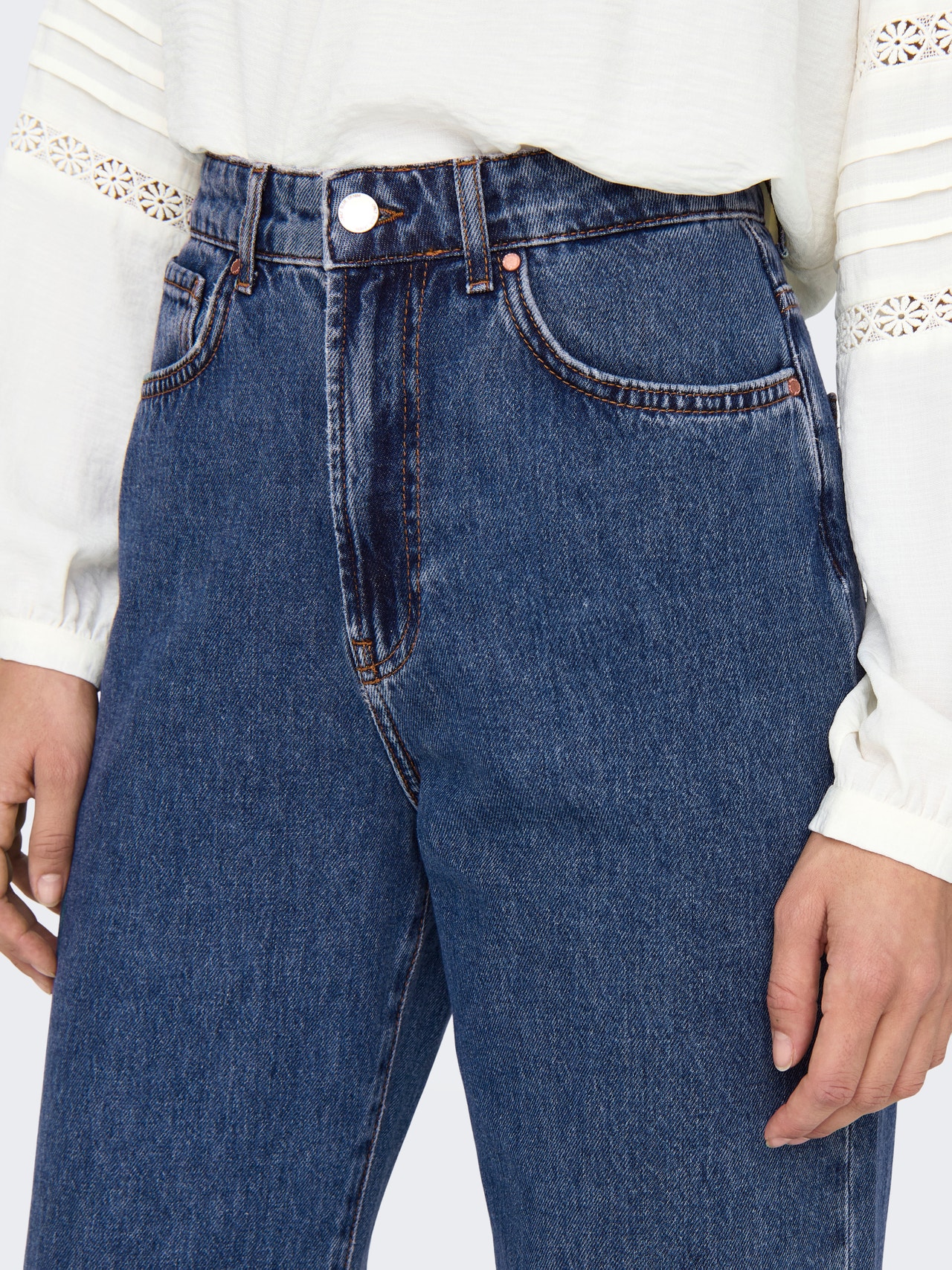 ONLY Straight fit High waist Jeans -Medium Blue Denim - 15319938
