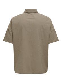 ONLY Curvy bomulds skjorte -Walnut - 15320002