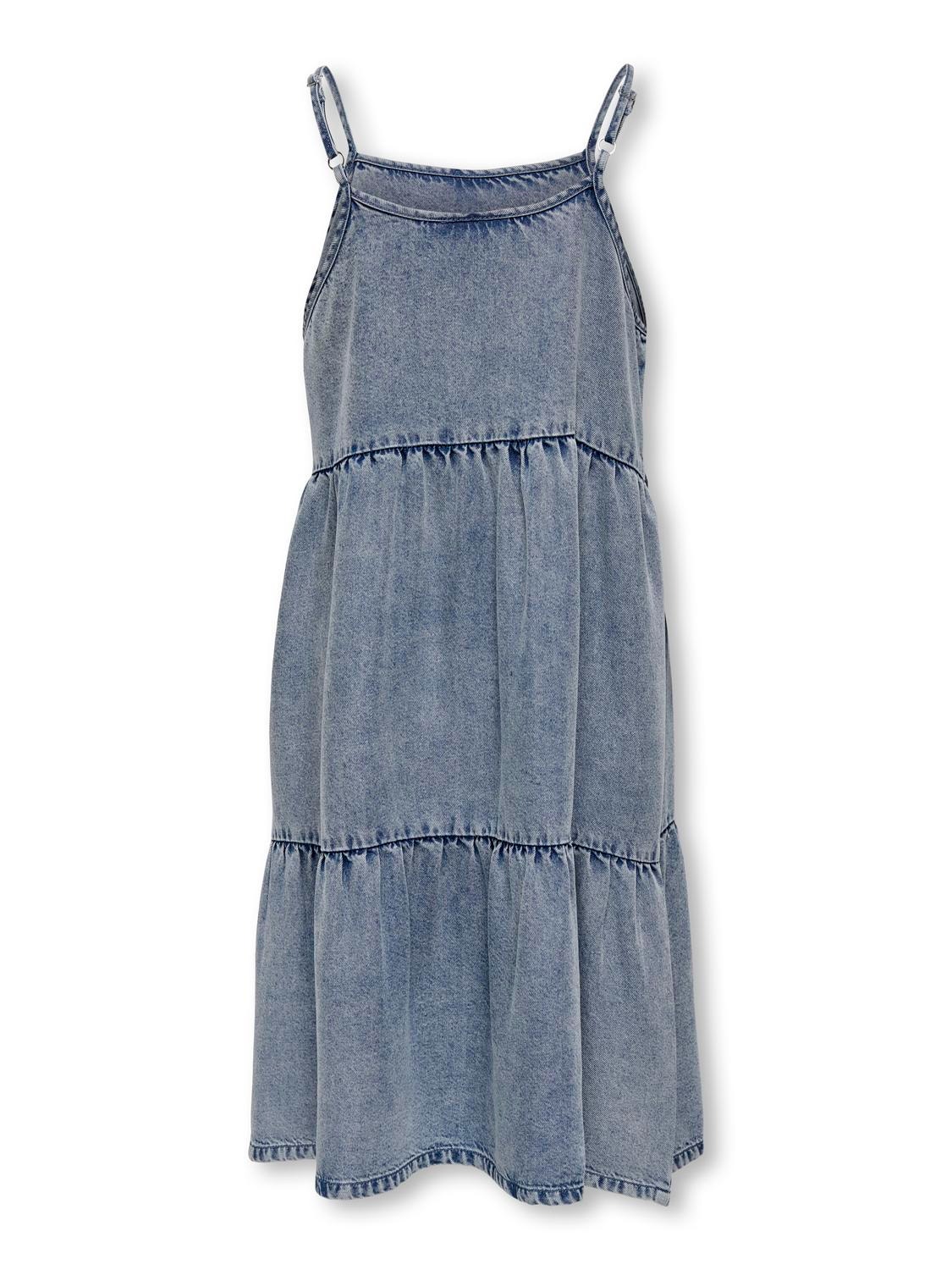 ONLY Relaxed Fit Square neck Thin straps Midi dress -Light Blue Denim - 15320027
