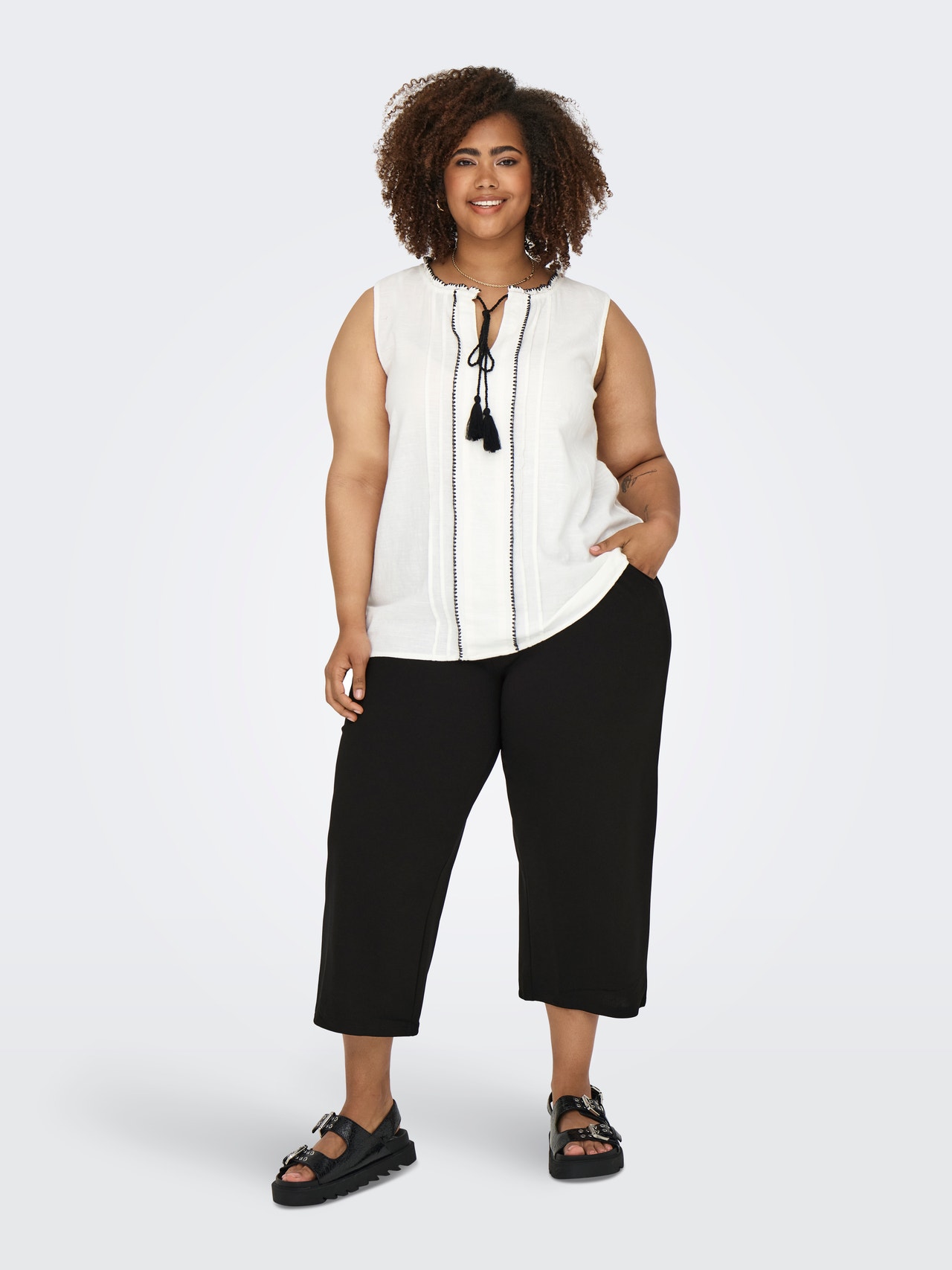 ONLY Curvy culotte trousers -Black - 15320125