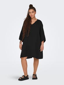 ONLY Curvy midi kjole med v-hals -Black - 15320136