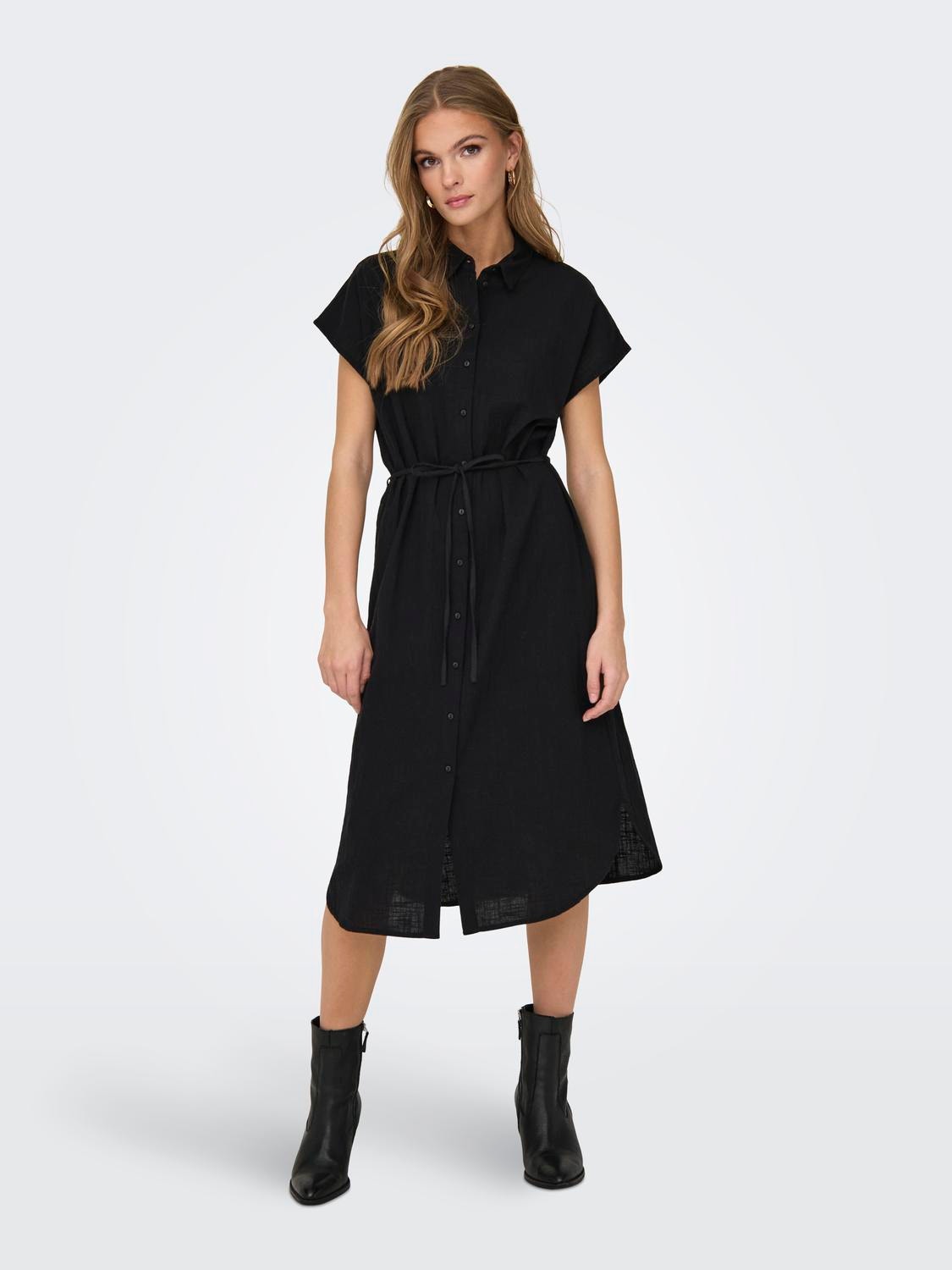 ONLY Normal passform Skjortkrage Midiklänning -Black - 15320260