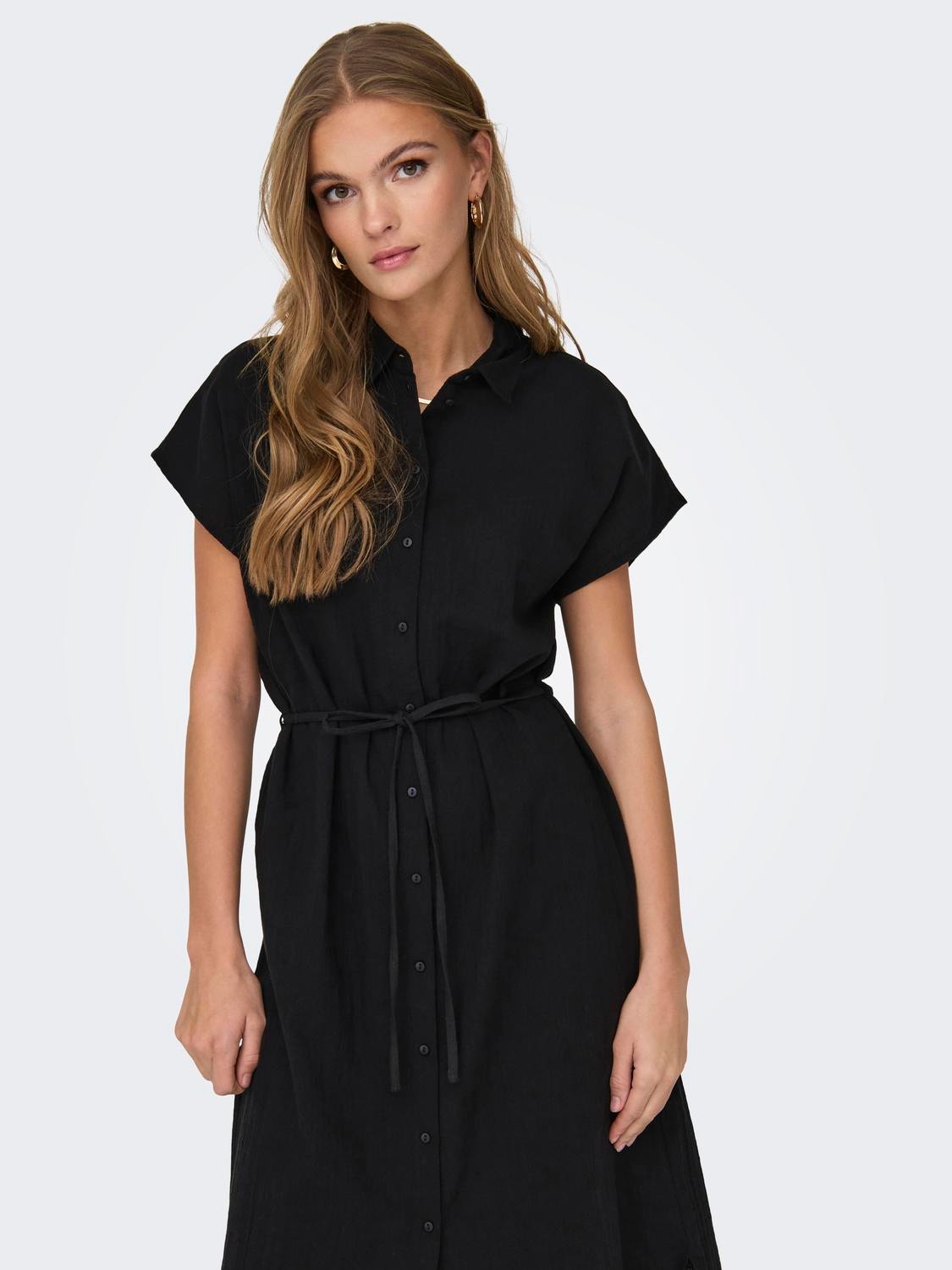 ONLY Normal passform Skjortkrage Midiklänning -Black - 15320260