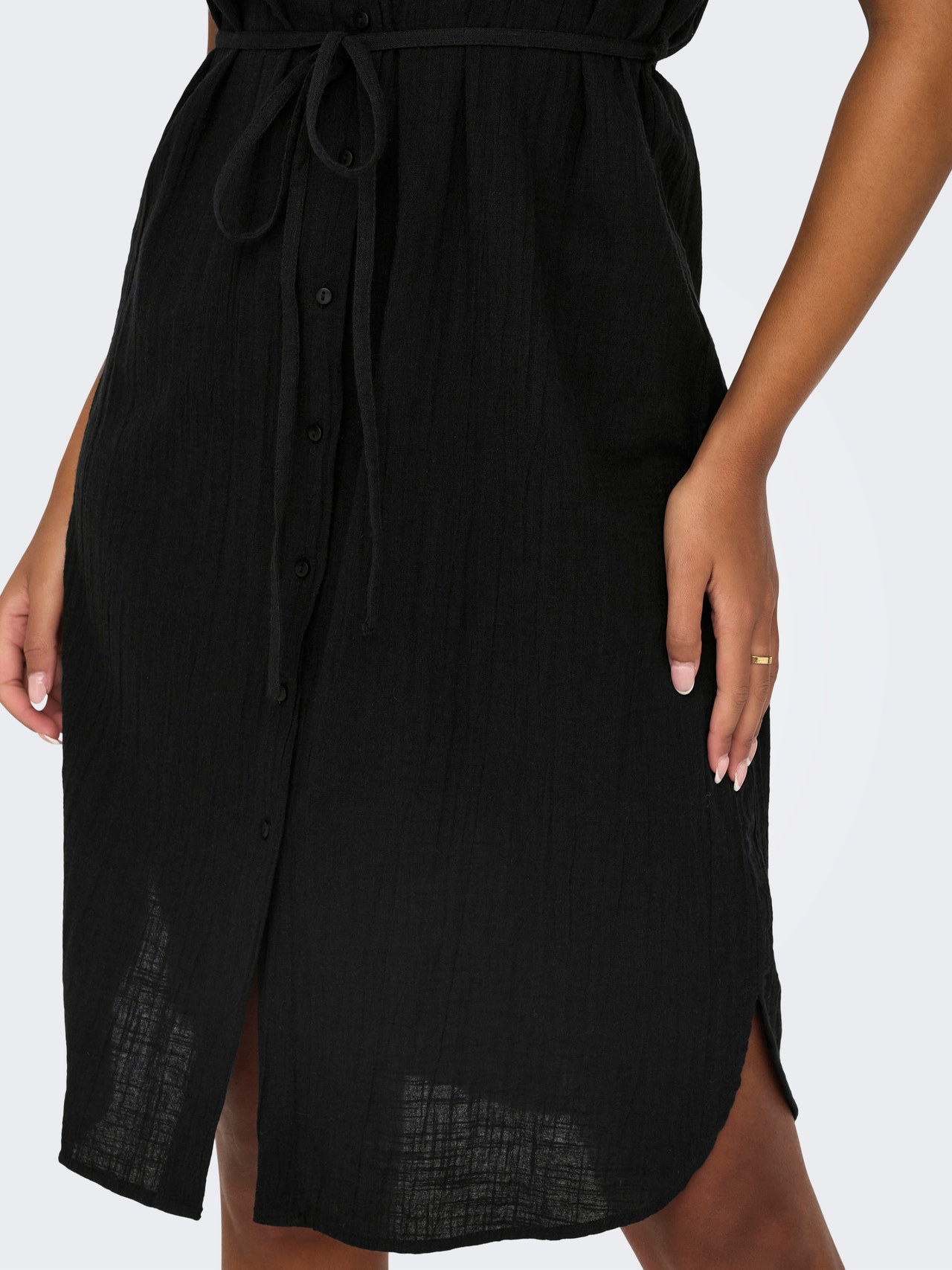 ONLY Midi kjole med bindebånd -Black - 15320260
