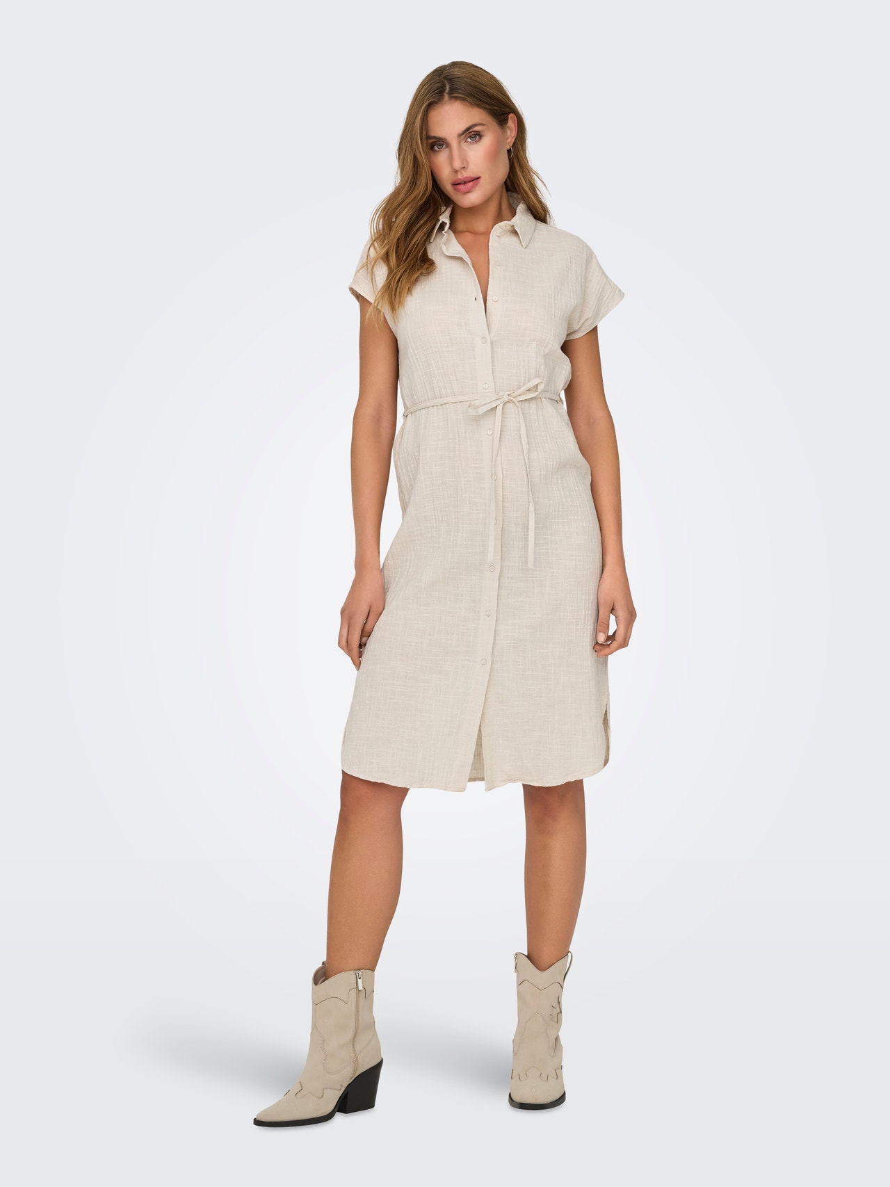 ONLY Normal passform Skjortkrage Midiklänning -Pumice Stone - 15320260