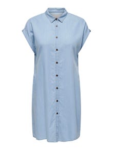 ONLY Locker geschnitten Hemdkragen Langes Kleid -Light Blue Denim - 15320368