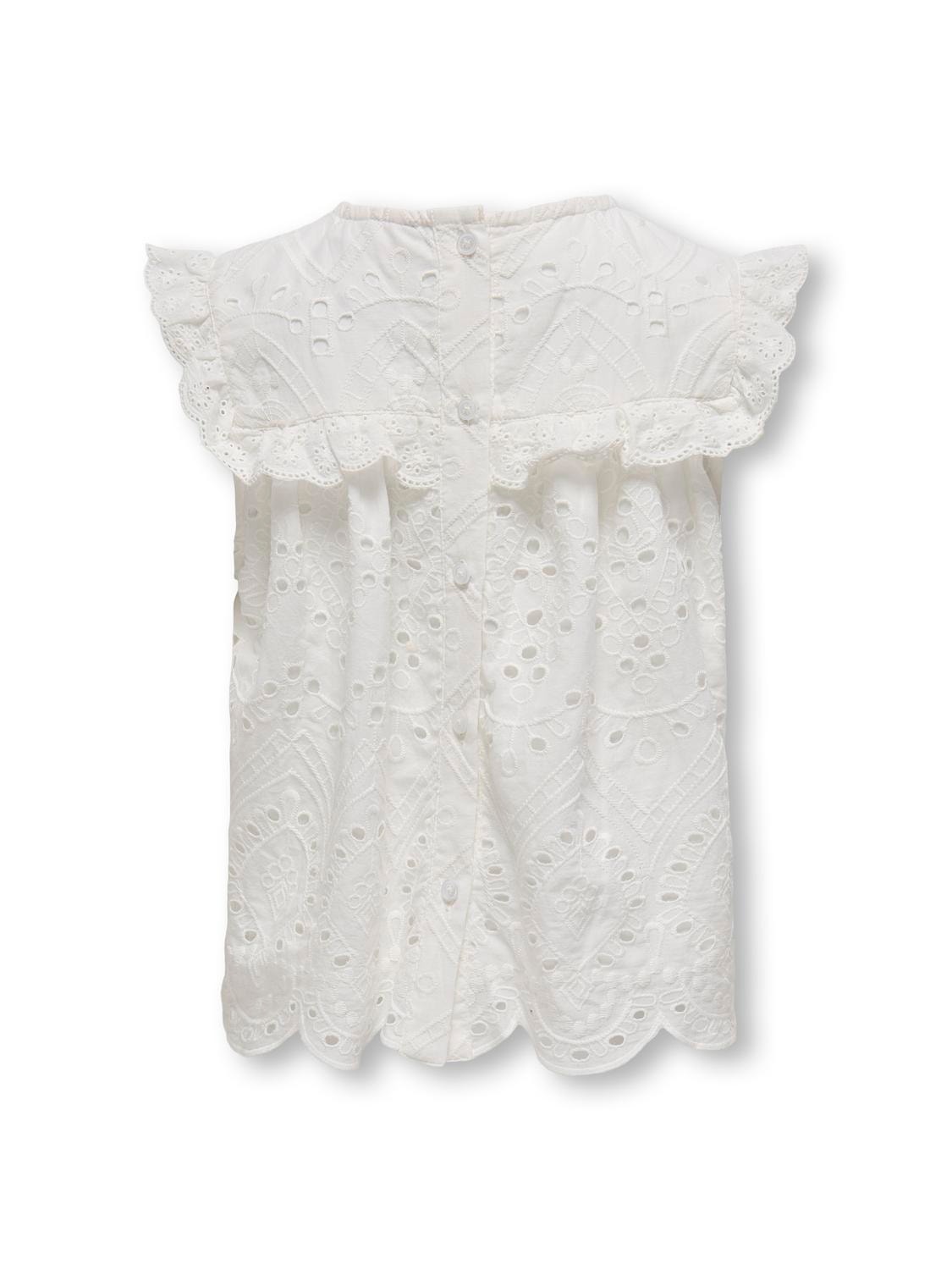 ONLY O-neck top with frills -Cloud Dancer - 15320403