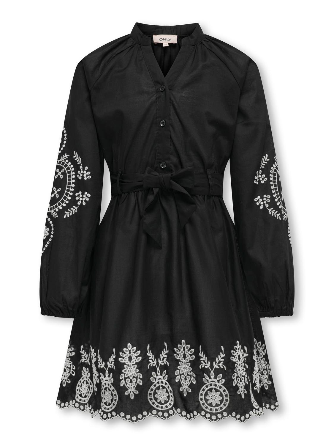 ONLY Normal geschnitten Mandarin Kragen Kurzes Kleid -Black - 15320442
