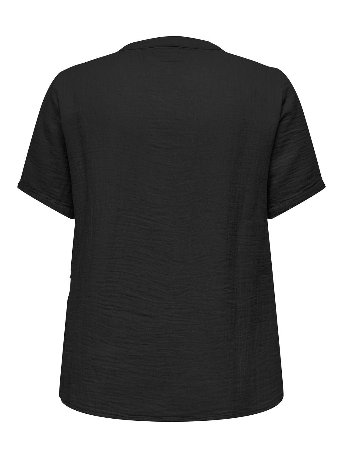 ONLY Curvy v-hals skjorte -Black - 15320513
