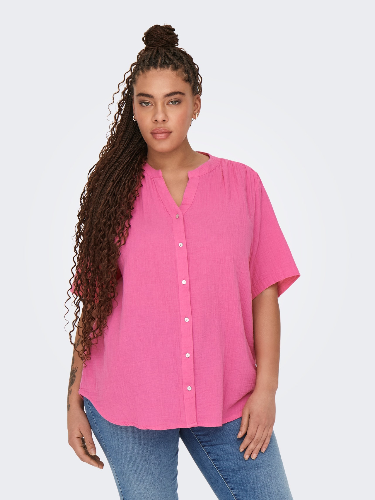 ONLY Curvy v-neck shirt -Strawberry Moon - 15320513