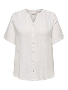 ONLY Short sleeved v-neck shirt -Cloud Dancer - 15320513
