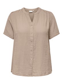 ONLY Curvy v-hals skjorte -Oxford Tan - 15320513