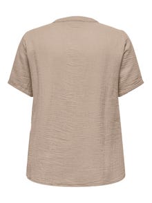 ONLY Curvy v-hals skjorte -Oxford Tan - 15320513