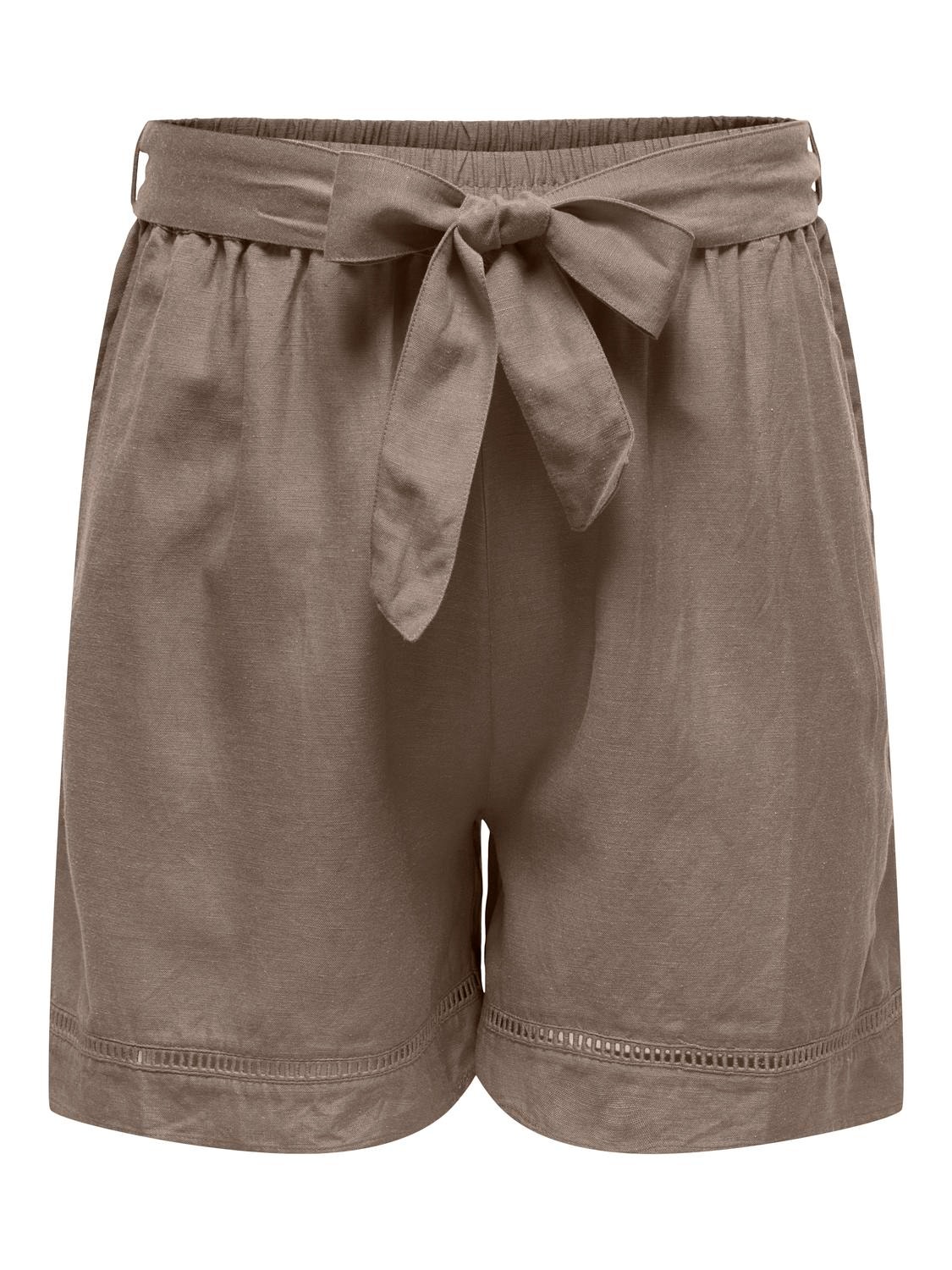 ONLY Curvy tie belt shorts -Walnut - 15320532