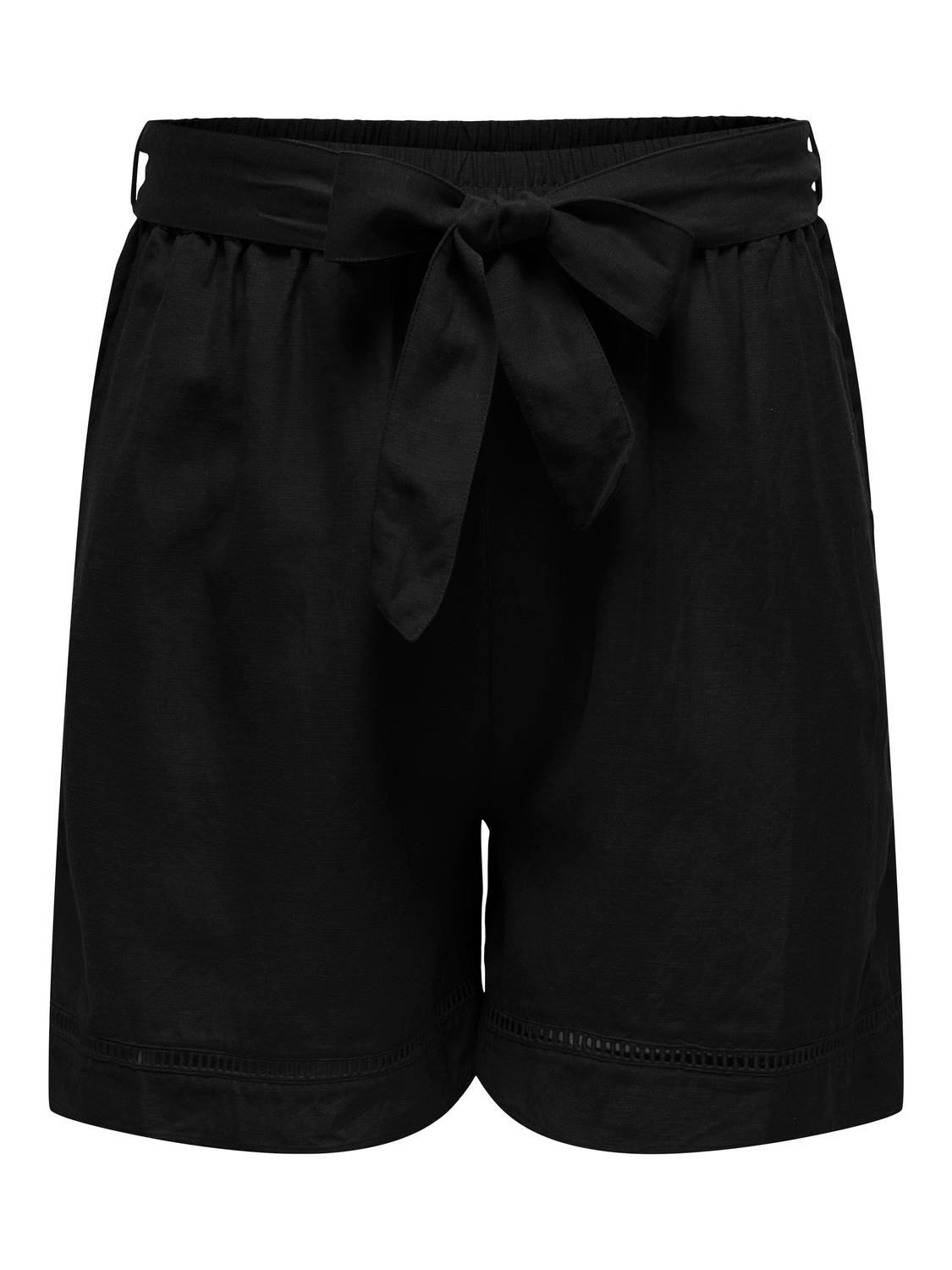 ONLY Curvy bindebælte shorts -Black - 15320532