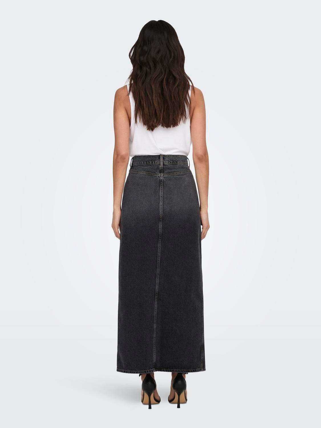 ONLY Mid waist Long skirt -Washed Black - 15320571