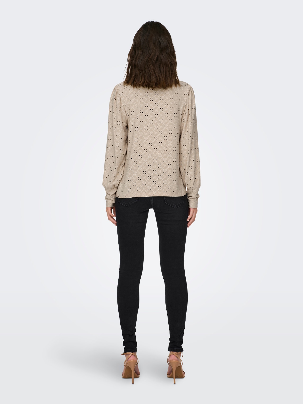 ONLY Labavo prianjanje V-izrez Rukavi za glasnoću Majica -Cement - 15320573