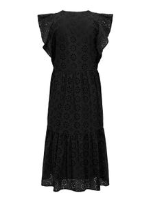 ONLY kjole med Broderie anglaise-detalje -Black - 15320580