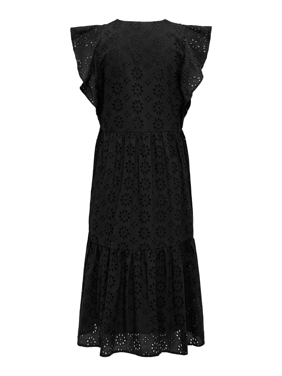 ONLY kjole med Broderie anglaise-detalje -Black - 15320580