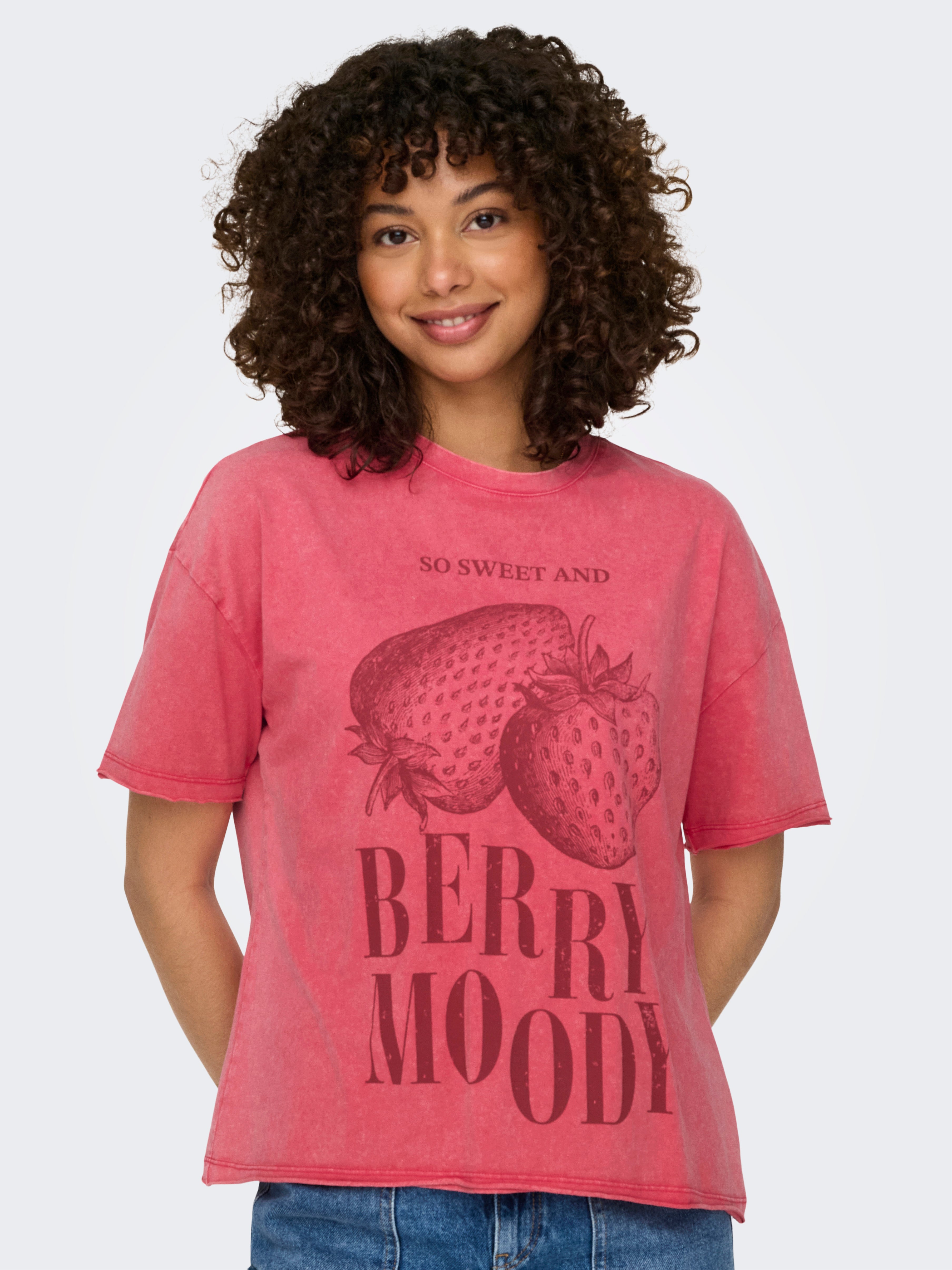 Damen-Oversized-T-Shirt Aus Baumwolle – Lässiges Top Mit Druck Für Den Sommer