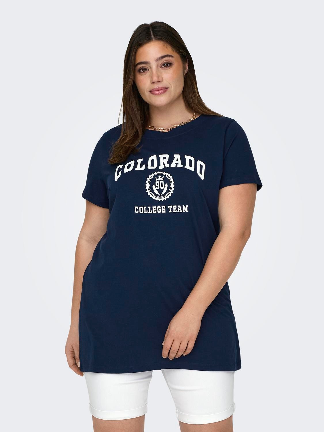 ONLY Lang geschnitten Rundhals T-Shirt -Naval Academy - 15320634