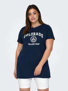ONLY T-shirts Long Line Fit Col rond -Naval Academy - 15320634