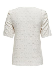 ONLY Regular Fit V-Neck Puff sleeves Top -Cloud Dancer - 15320640