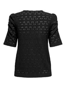 ONLY Regular Fit V-Neck Puff sleeves Top -Black - 15320640