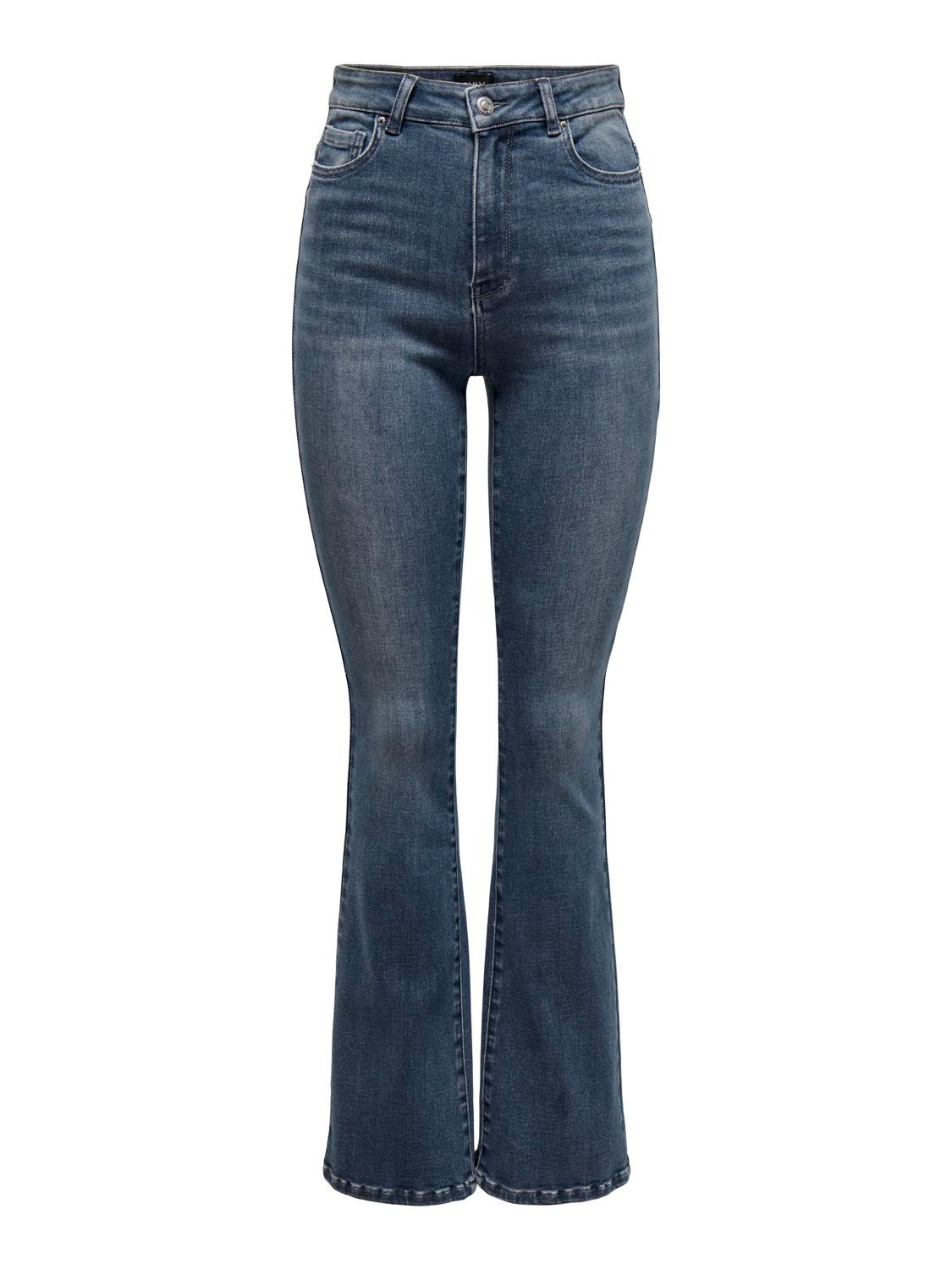 ONLY Flared fit High waist Jeans -Blue Black Denim - 15320765