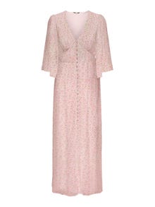 ONLY Printet lang kjole med 3/4 ærmer -Shrinking Violet - 15320802