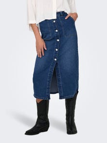 ONLY Midi button denim skirt -Dark Blue Denim - 15320823