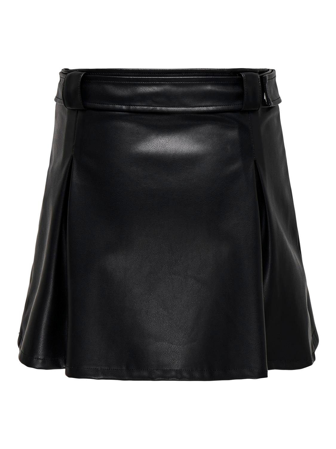 ONLY Imiteret læder Mini nederdel -Black - 15320899