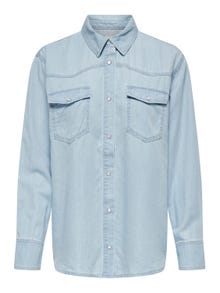ONLY Denimskjorte med brystlommer -Light Blue Denim - 15320940