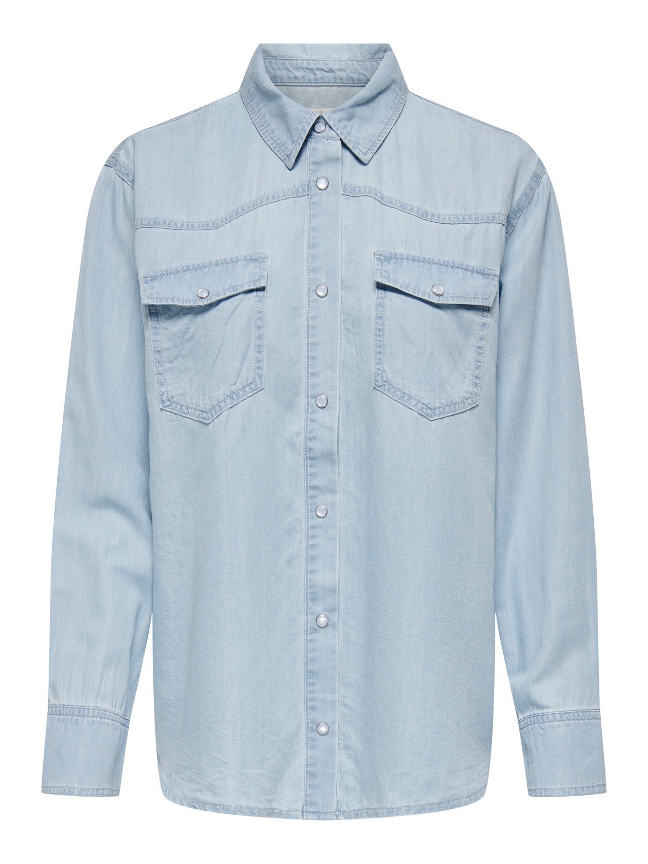 ONLY Normal passform Skjortkrage Skjorta -Light Blue Denim - 15320940