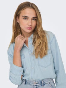 ONLY Camisas Corte regular Cuello de camisa -Light Blue Denim - 15320940