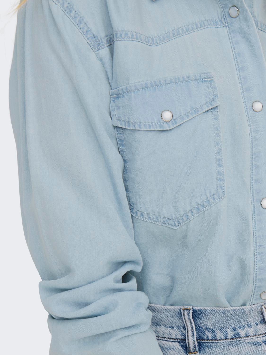 ONLY Normal passform Skjortkrage Skjorta -Light Blue Denim - 15320940