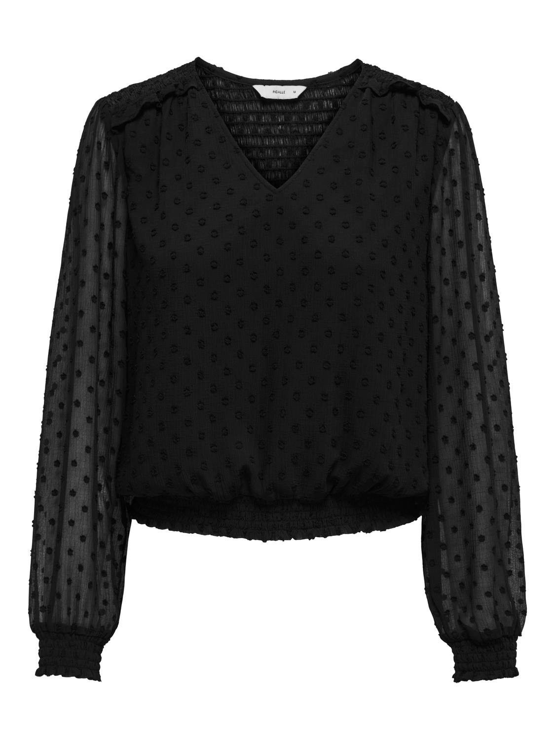 ONLY Normal geschnitten V-Ausschnitt Ballonärmel Top -Black - 15320944