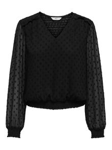 ONLY Top Regular Fit Scollo a V Maniche a palloncino -Black - 15320944