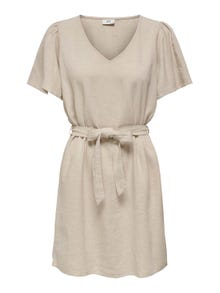 ONLY Mini v-neck dress -Oatmeal - 15321189