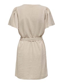 ONLY Robe courte Regular Fit Col en V Manches cloches -Oatmeal - 15321189