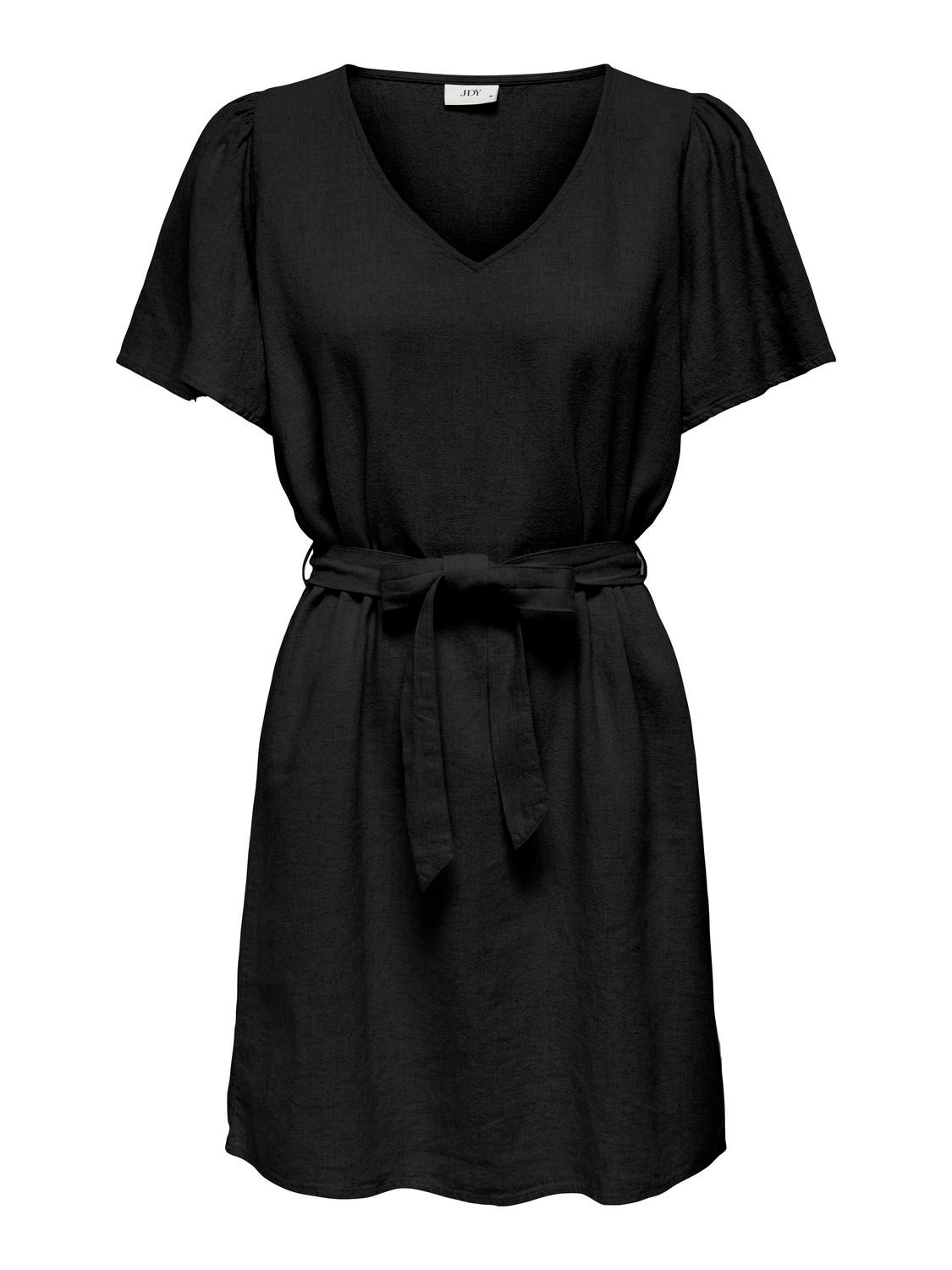 ONLY Robe courte Regular Fit Col en V Manches cloches -Black - 15321189