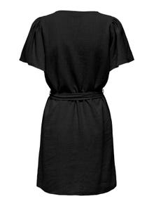 ONLY Normal passform V-ringning Klockärmar Kort klänning -Black - 15321189