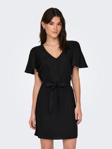 ONLY Regular Fit V-Neck Bell sleeves Short dress -Black - 15321189