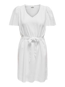 ONLY Normal passform V-ringning Klockärmar Kort klänning -Bright White - 15321189