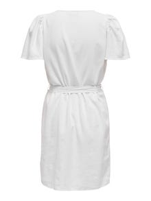 ONLY Regular Fit V-Neck Bell sleeves Short dress -Bright White - 15321189