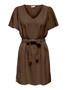 ONLY Normal geschnitten V-Ausschnitt Glockenärmel Kurzes Kleid -Carafe - 15321189