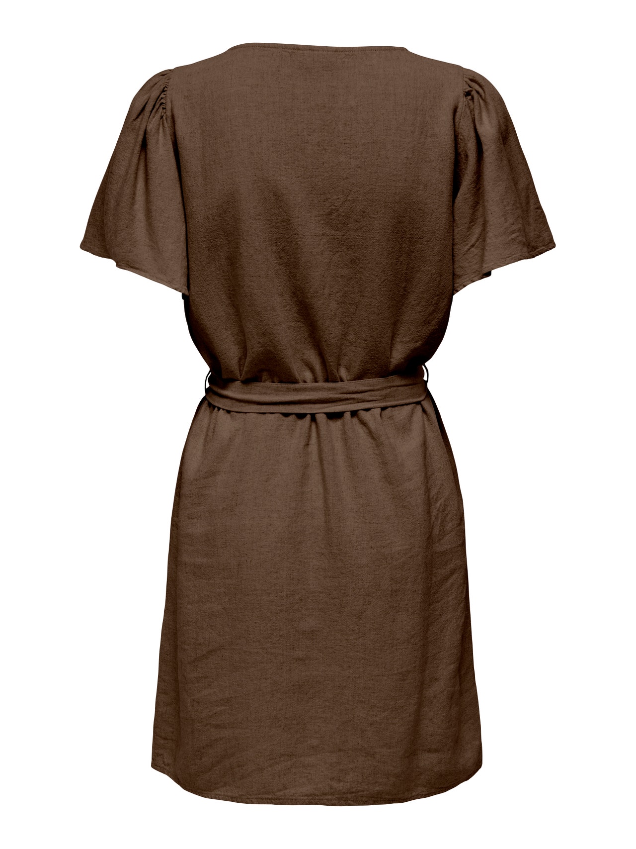 ONLY Normal geschnitten V-Ausschnitt Glockenärmel Kurzes Kleid -Carafe - 15321189