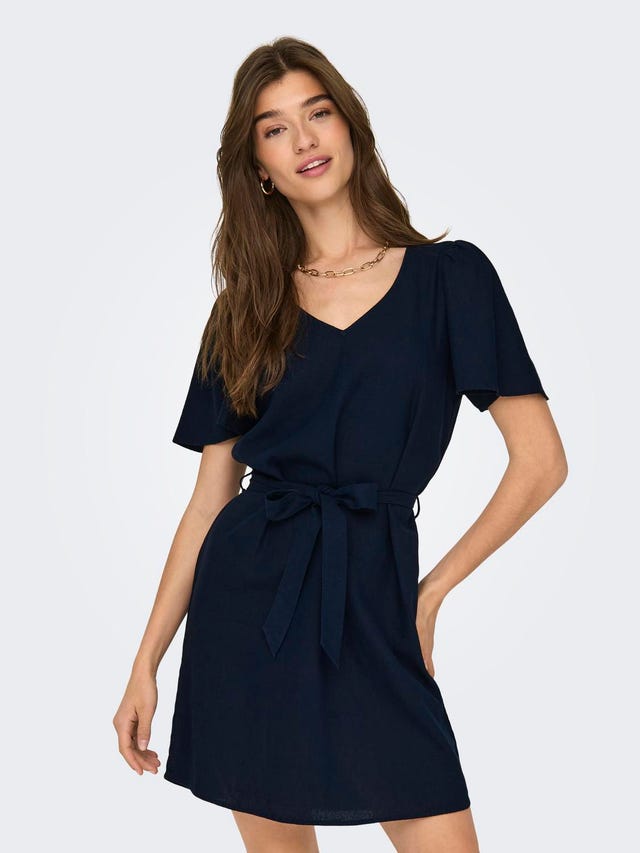 ONLY Robe courte Regular Fit Col en V Manches cloches - 15321189