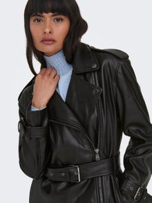 ONLY Long faux leather jacket -Black - 15321238