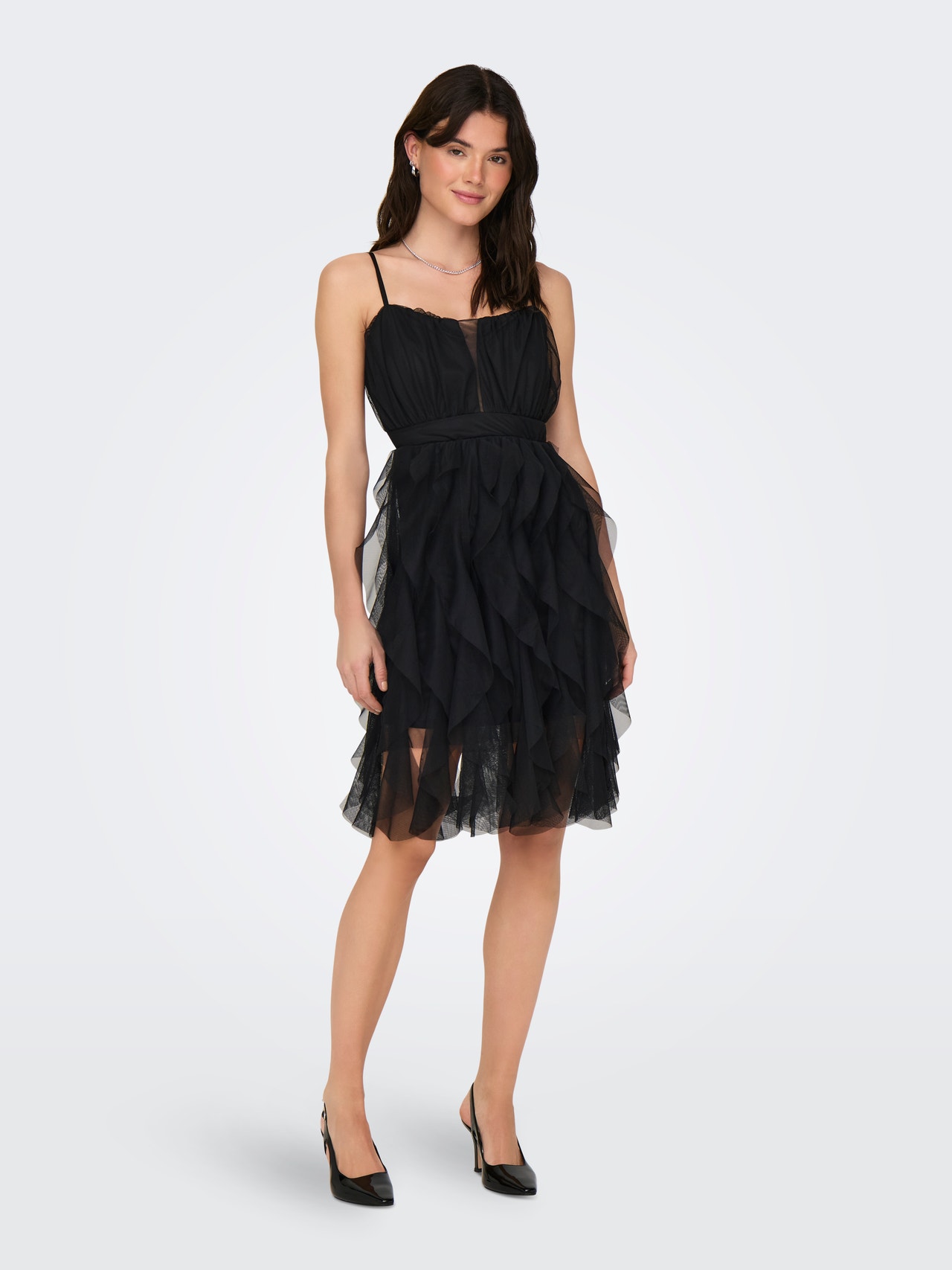 ONLY Regular Fit V-Neck Thin straps Short dress -Black - 15321338